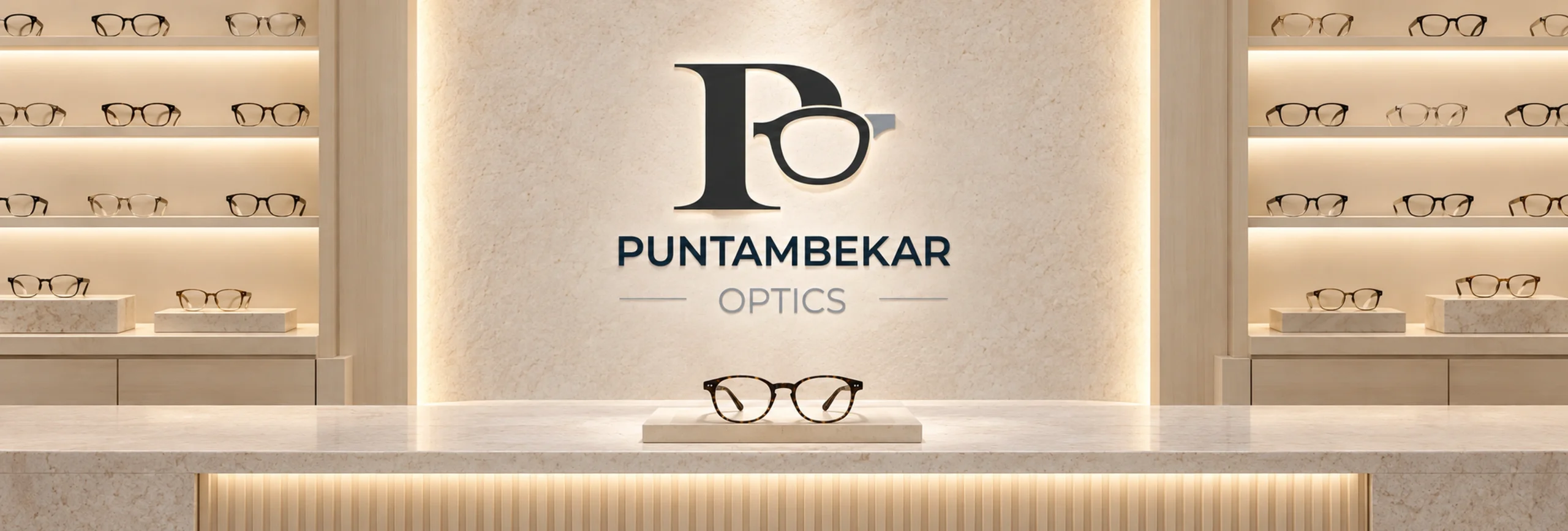 Puntambekar Optics branding on the optical shop