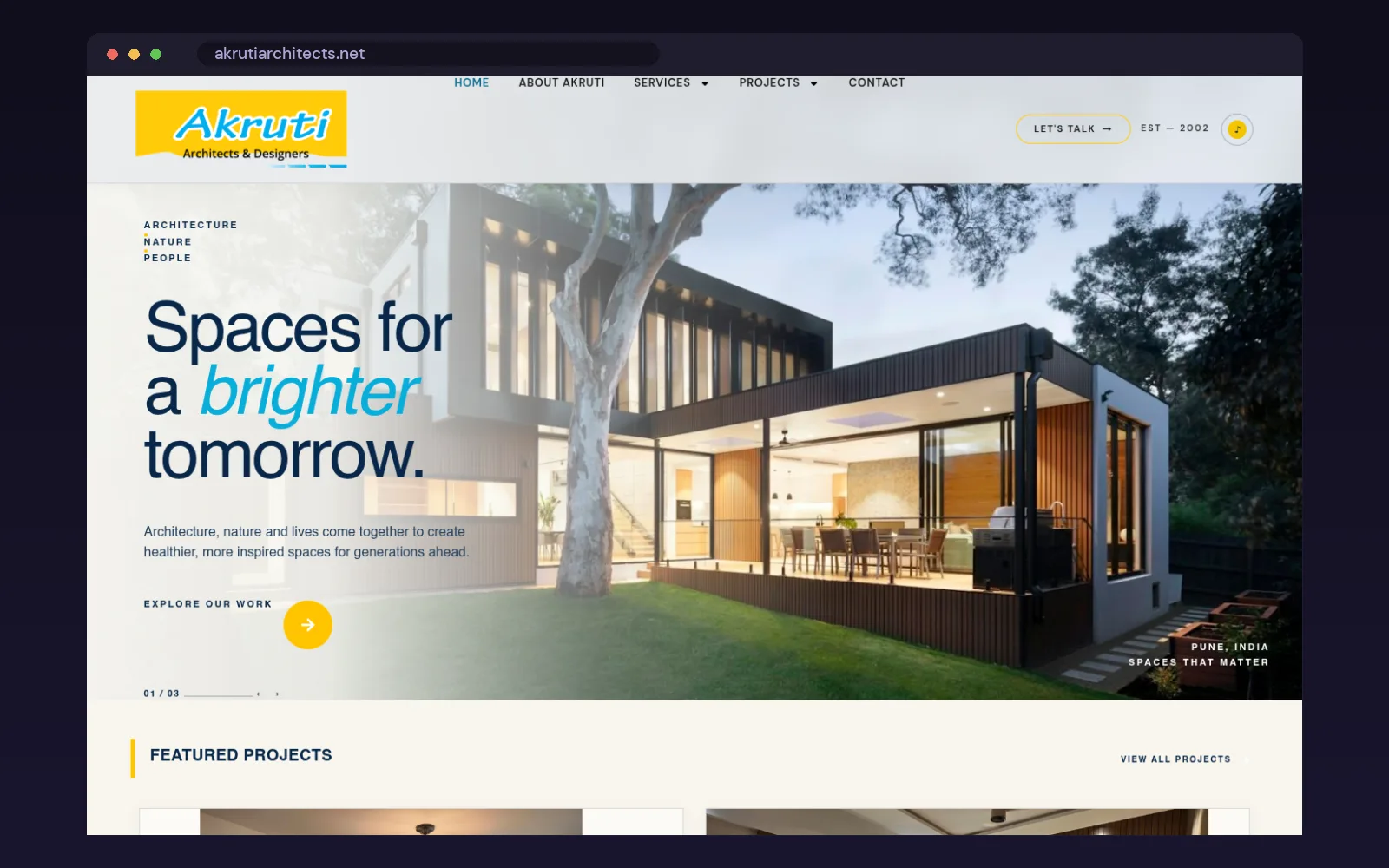 Akruti Architects & Designers website home page