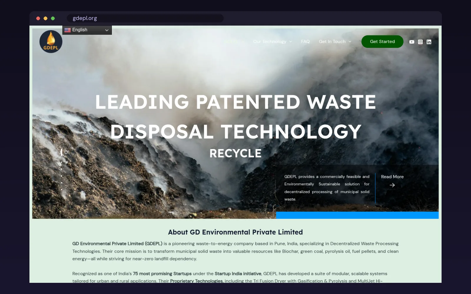 GD Environmental (GDEPL) website home page