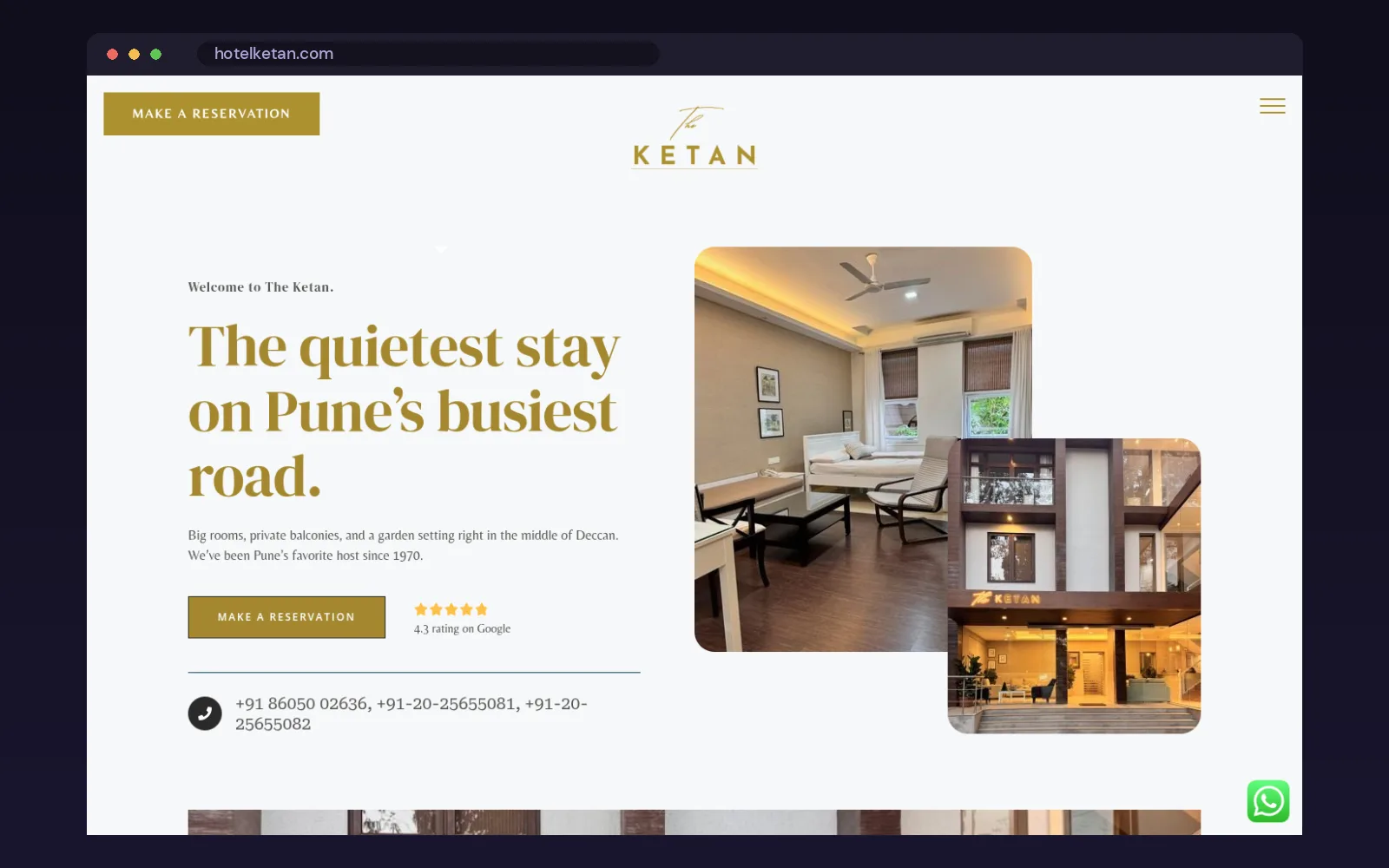 Hotel Ketan website home page