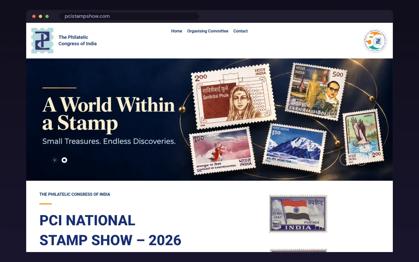 PCI National Stamp Show website home page