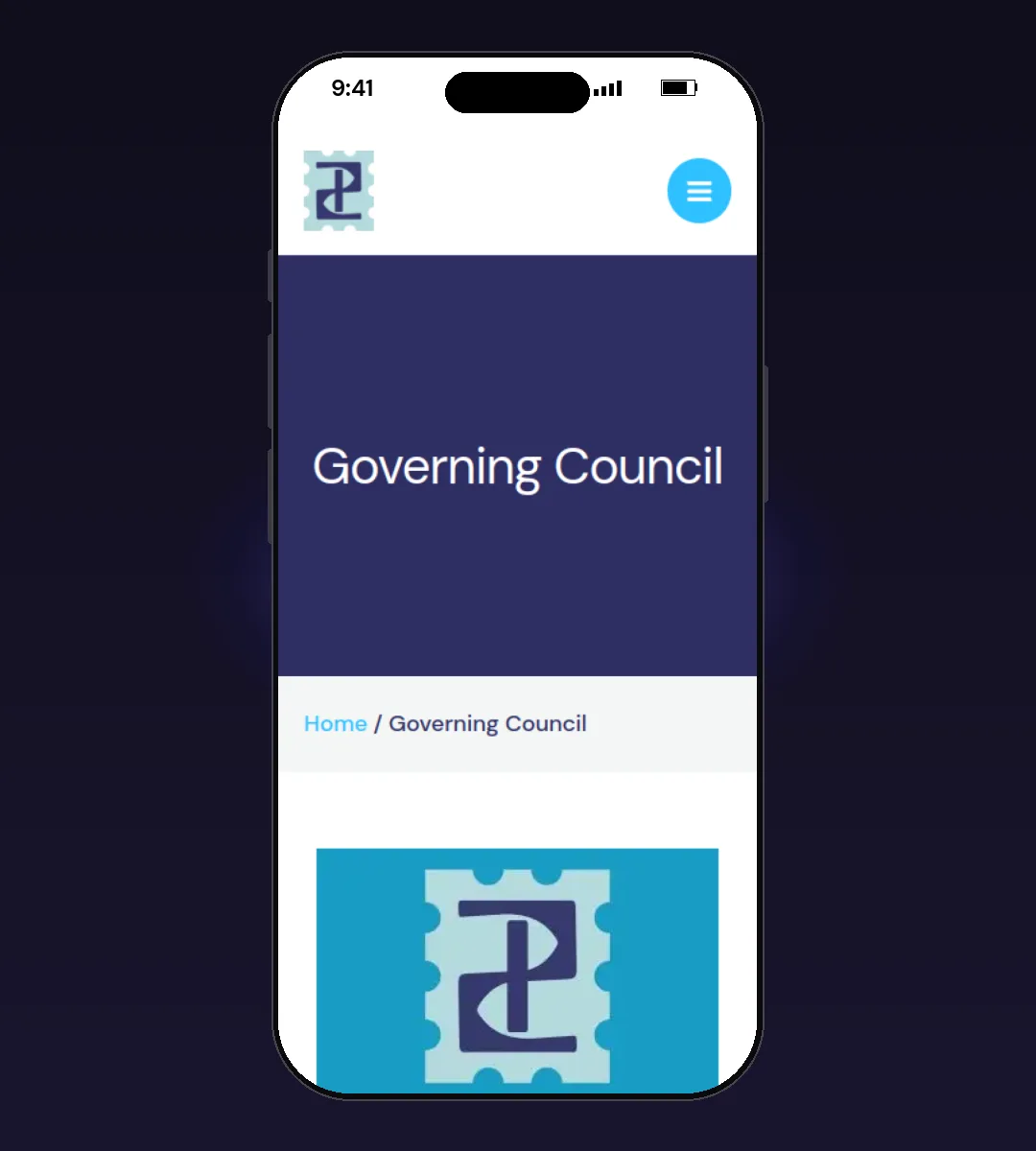 Philatelic Congress of India website, Governing Council page, on a phone
